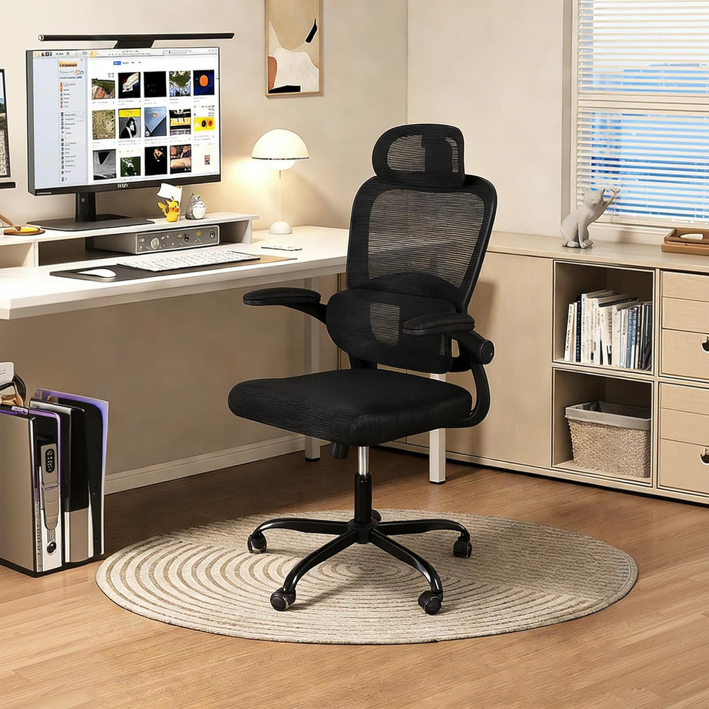Skiennix Ergonomic Office Chair - High Back Mesh Design with Adjustable Lumbar Support | Rolling Swivel Task Chair