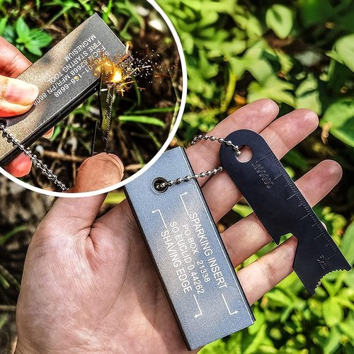 Flint Magnesium Fire Starter, Magnesium Waterproof Matches Outdoor Survival Fire Kits with Striker for Camping Hiking Emergency(4 Pack)