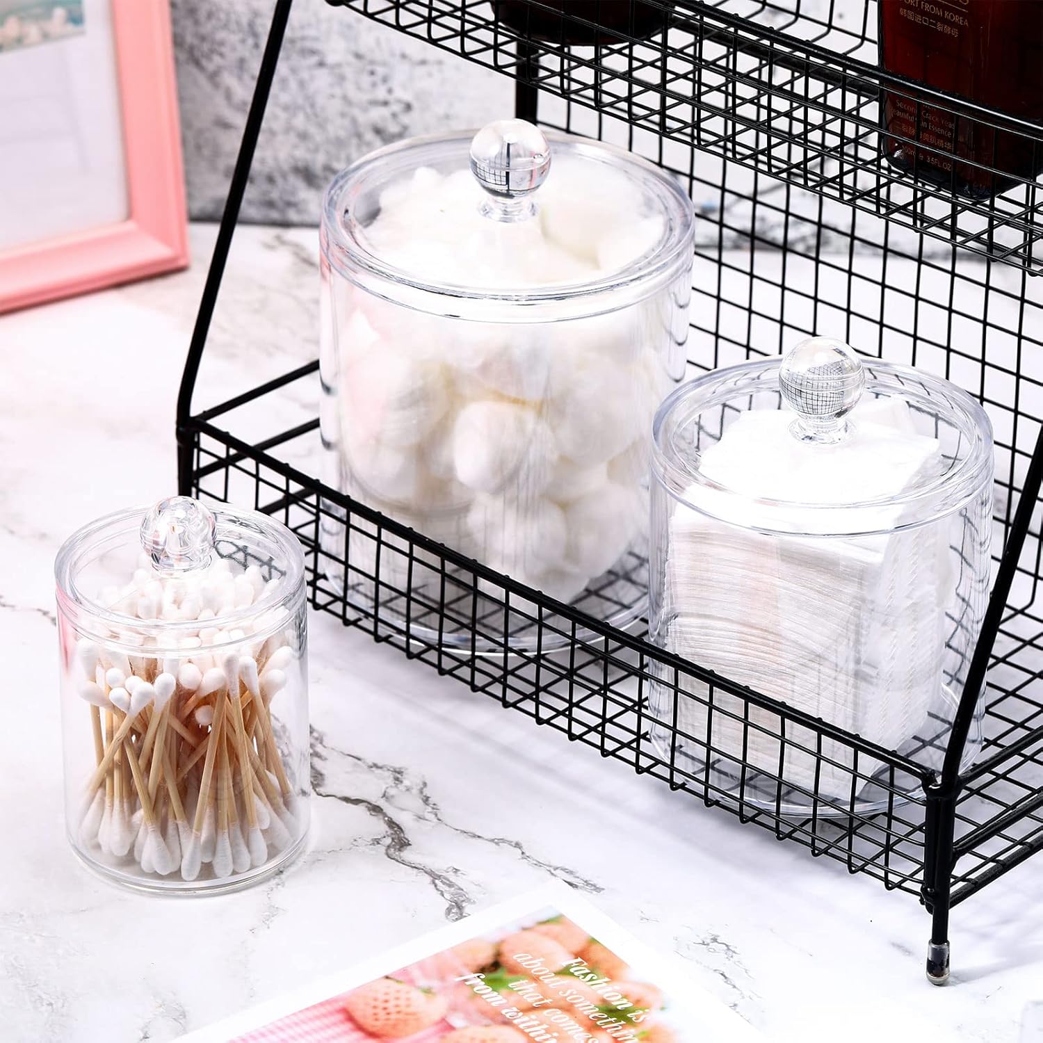 Meanplan Apothecary Jars - Clear Plastic Storage Containers with Lids | 10/22/39 oz, 9 Pack
