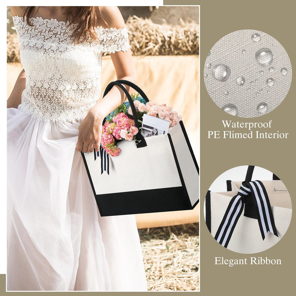 Silkfly 10 Pack Tote Bag for Women Gift Bags Canvas Tote Bag with Zipper Inner Pocket Birthday Bridesmaid Gifts for Women