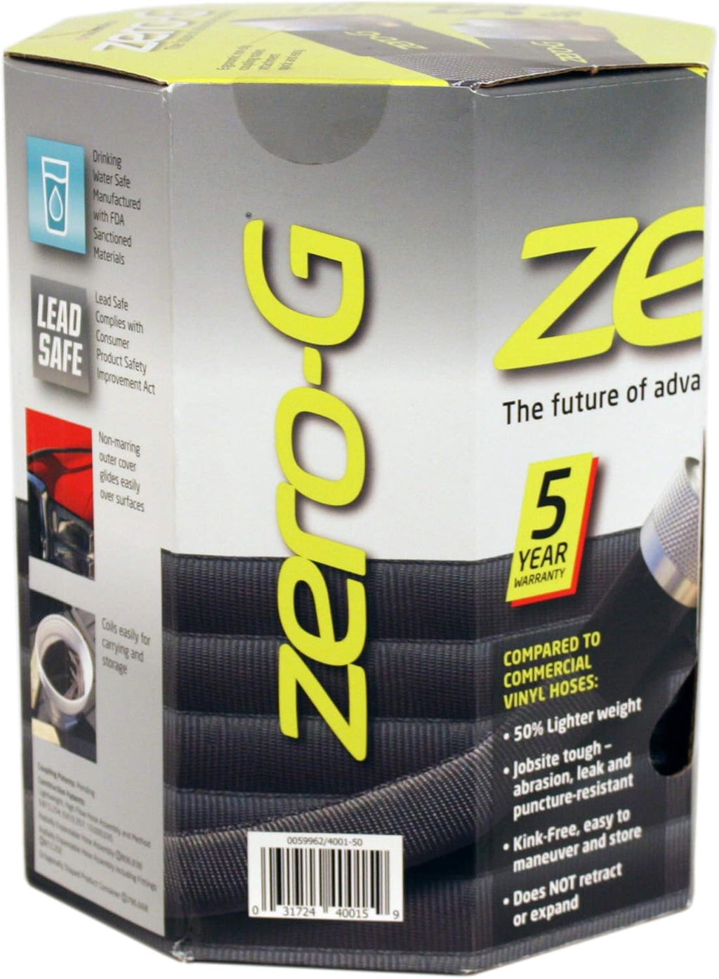 Zero-G 4001-50 Garden Hose - Lightweight, Ultra Flexible, Kink-Free - 5/8-Inch x 50-Feet