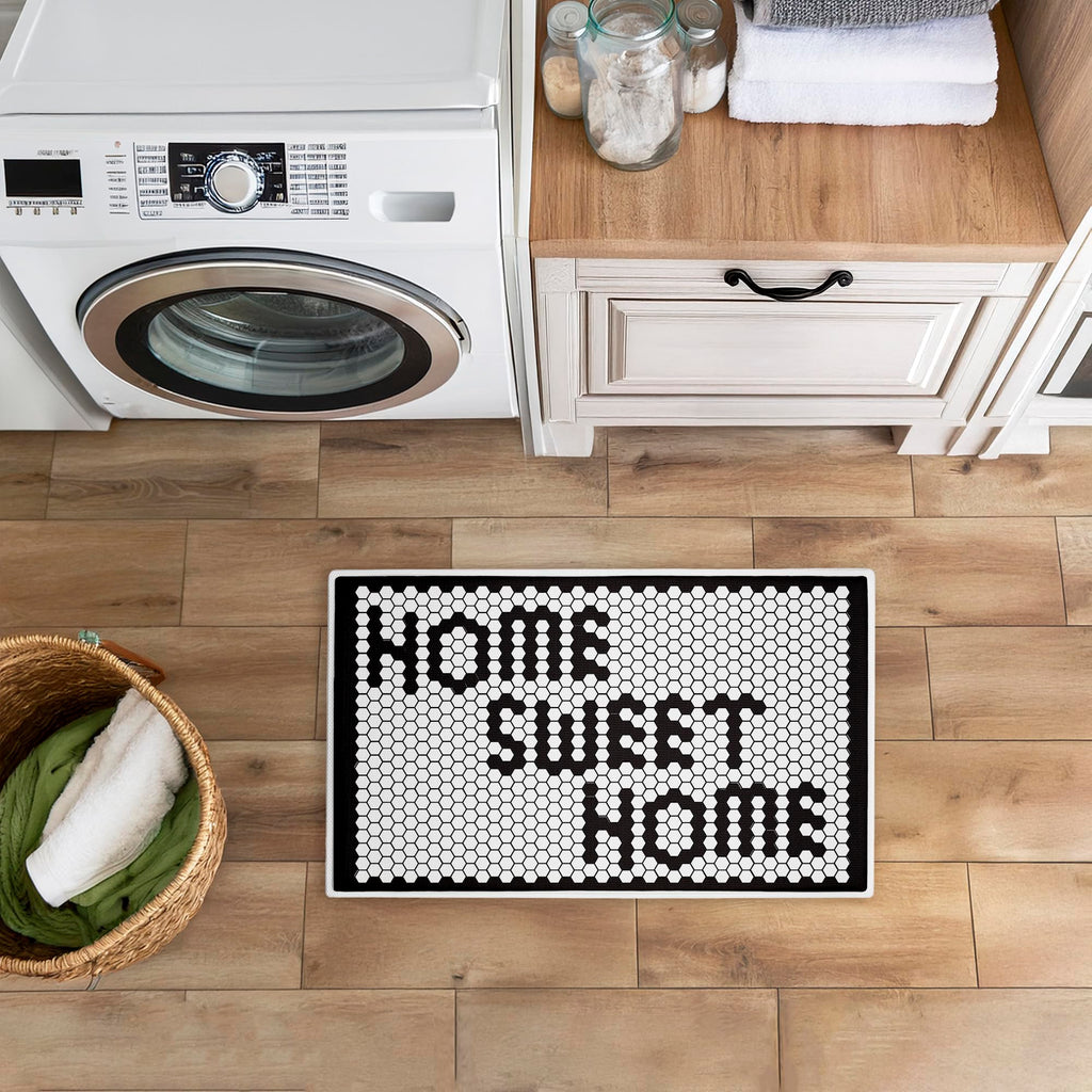 Stupell Industries Sweet Home Mosaic Pattern Plush Bathroom Mat & Bath Rug, Soft Quick-Dry Non-Slip Bathroom Rug with Recycled Foam Cushion, Geometric Tile Pattern Design by Elizabeth Medley, 18"x30"