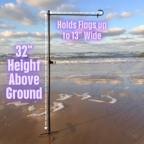 LCCBRO Garden Flag Stand - Heavy Duty No Spin Holder for 12 x 18 Flags | Sturdy 5-Prong Base