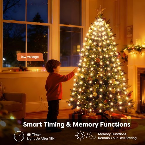Christmas Tree Lights with Remote 400 LED 10 Lines Christmas Lights for Tree with 8 Lighting Modes, Timer and Memory, Indoor Outdoor String Lights for 6 ft-10 ft Xmas Tree Decorations(WarmWhite)