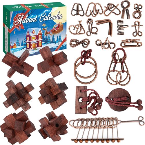 Advent Calendar 2025 - Christmas Countdown Gift Box with 24 Brain Teaser Puzzles for All Ages