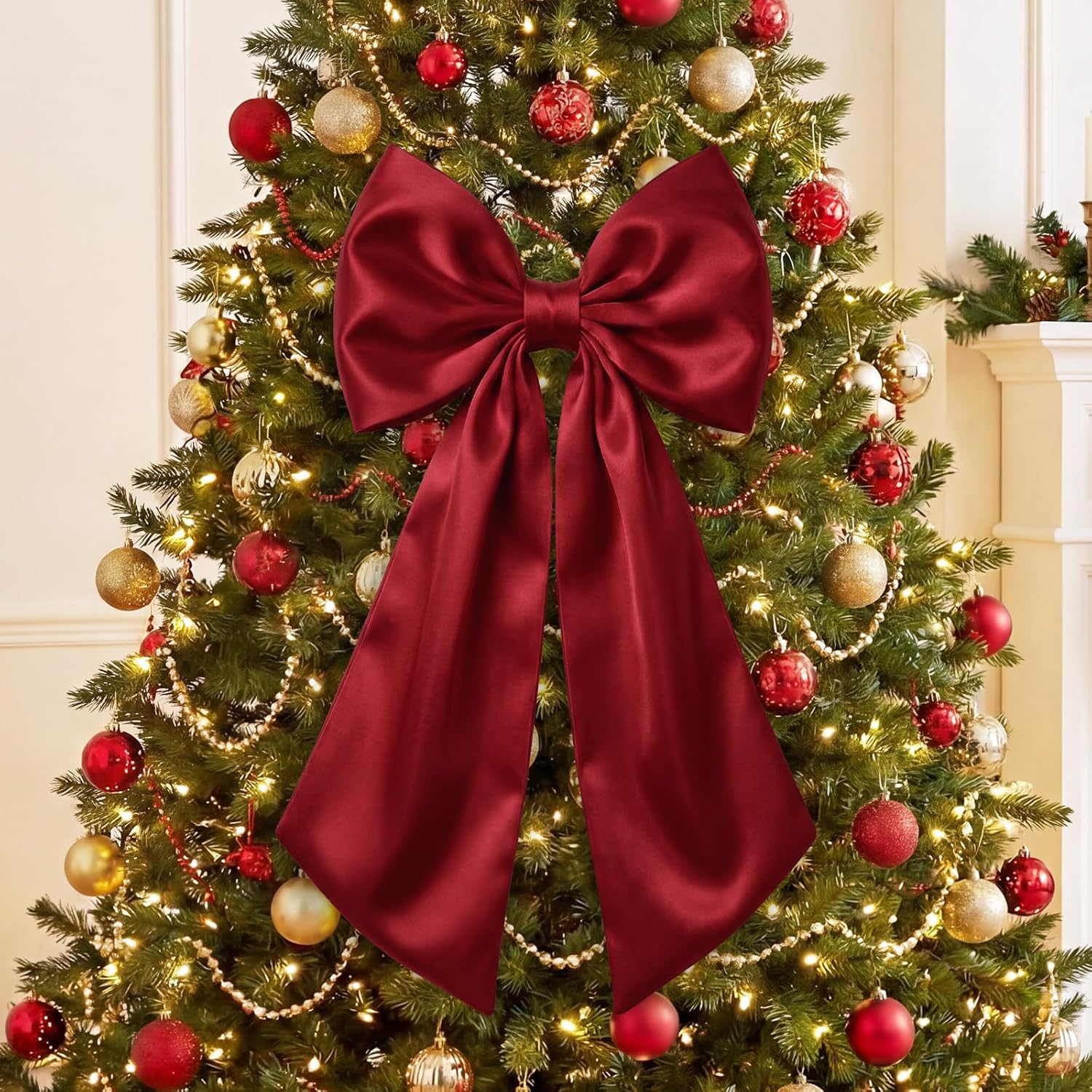 Suncalla Large Burgundy Satin Bows - 3 Pcs 2 FT Wall Decorations for Weddings & Parties