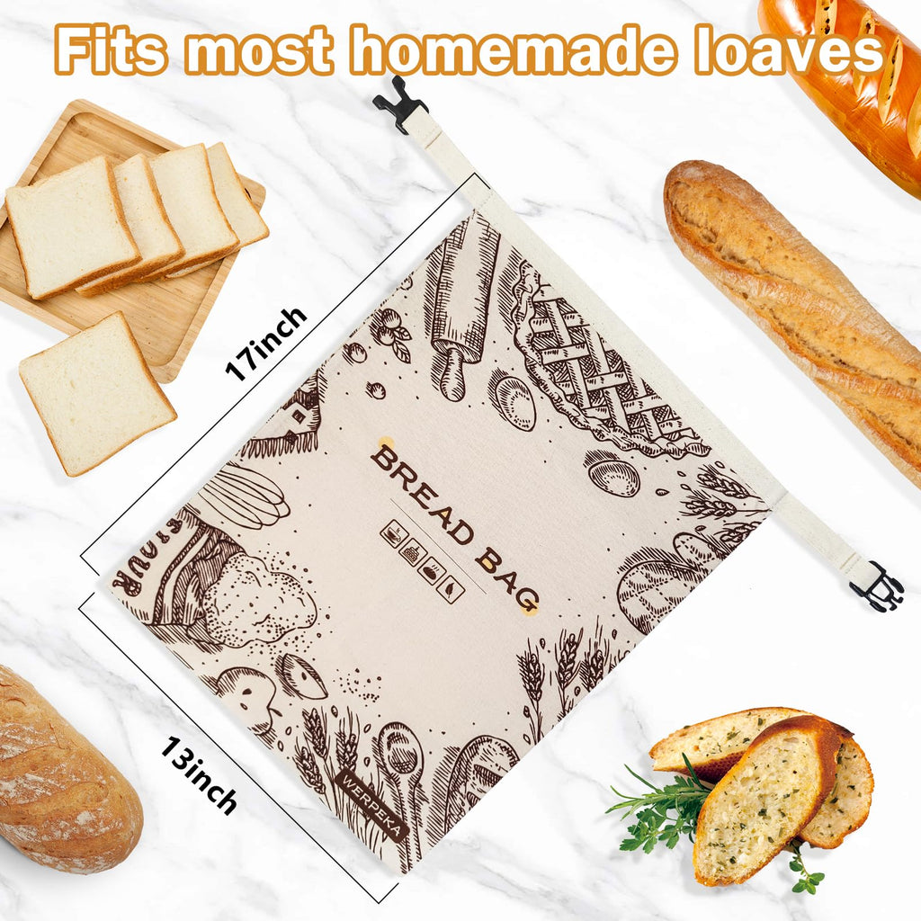 Reusable Beeswax Bread Bags, 2 Pack 13x17 Inch Sourdough Bread Storage Bags for Homemade Bread, Eco-Friendly Beeswax Food Storage Bags, Linen Bread Bag Alternative for Freshness Preservation