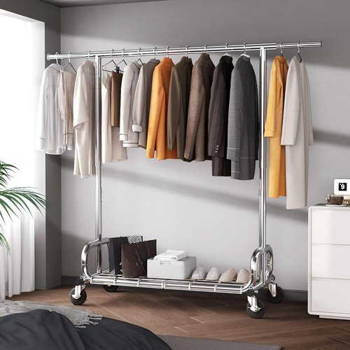HOKEEPER Heavy-Duty Adjustable Clothes Rack - Portable Garment Rack with Lockable Wheels | 68.89"H x 70.86"W x 20"D