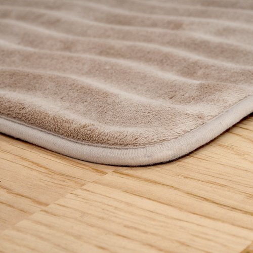 Microfiber Memory Foam Bath Mat - Oversized Padded Nonslip Accent Rug with Wave Pattern for Bathroom, Kitchen, and Laundry Room by Lavish Home (Mocha)