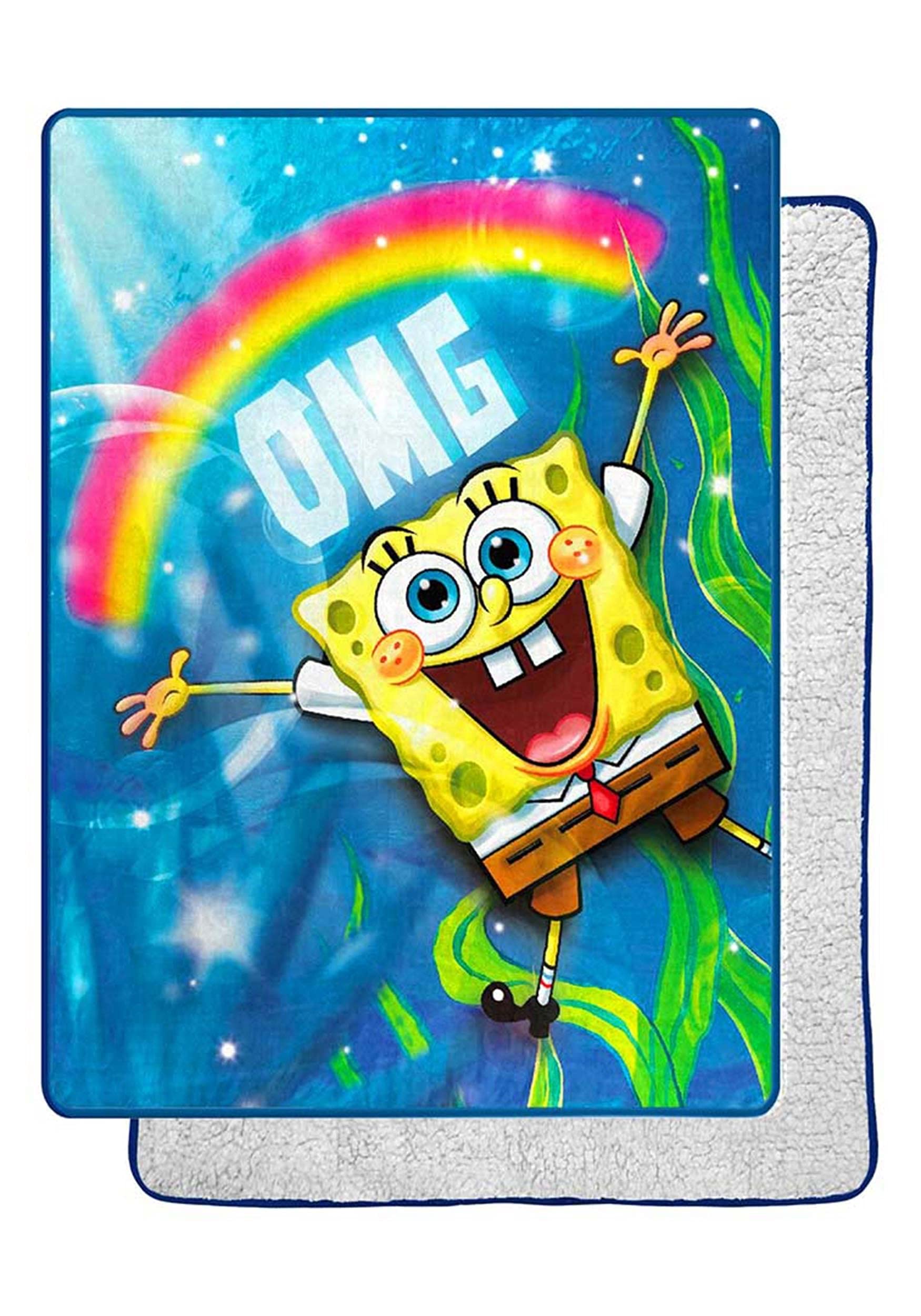 Northwest Spongebob Squarepants Silk Touch Sherpa Throw Blanket, 60" x 80", OMG