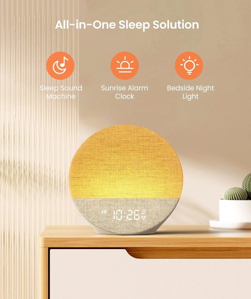 Dreamegg Sunrise 1 - Customizable Sunrise Alarm Clock & Sound Machine | 29 Soothing Sounds & Dimmable Night Light
