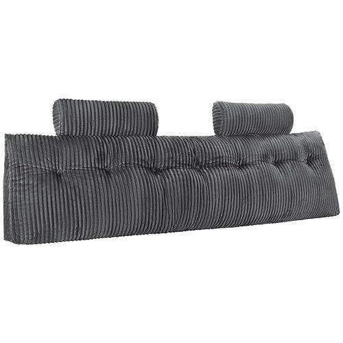 VEVOR Headboard Pillow, King Size Wedge Headboard Pillow with 2 Side Pockets and 2 Headrests, Bed Wedge Pillow with Washable Flannel Cloth, for Reading, Gaming, Resting, Working in Bed, Grey
