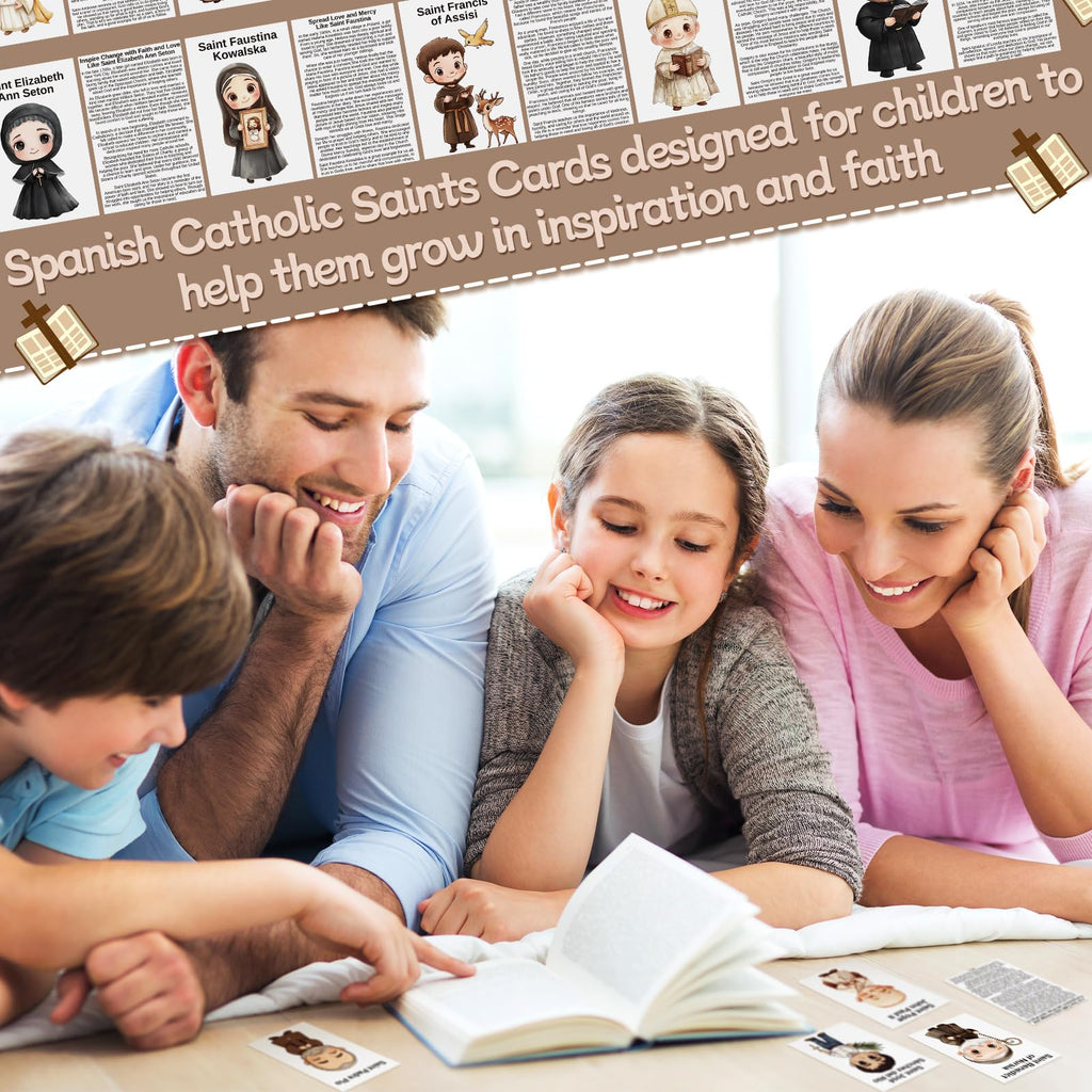 Motiskyy 120 Pcs Catholic Gift Catholic Prayer Card with Saint Stories Cute Holy Prayer Card Bookmark Bulk for Teacher Student Sunday School Classroom Bible Study Religious Education Activity