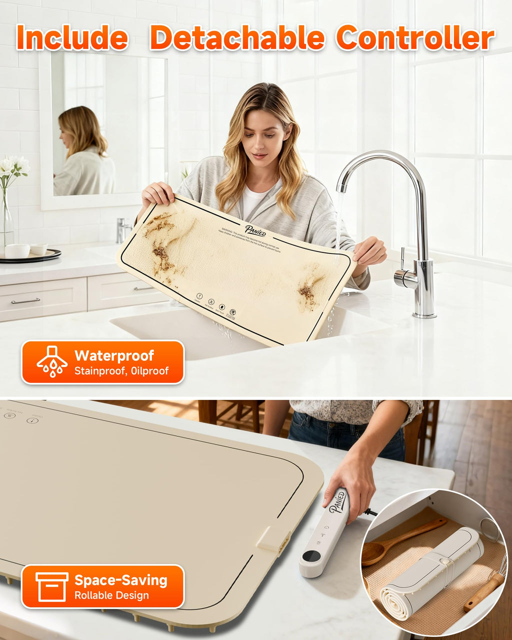 Warming Mat for Food, Extra Large XXL 36"x16" Food Warmer Chafing Dishes for Buffet, Food Warming Mat, Electric Warming Trays for Parties,Portable Heating Pad 6 Level Temp 6 Hour Timer