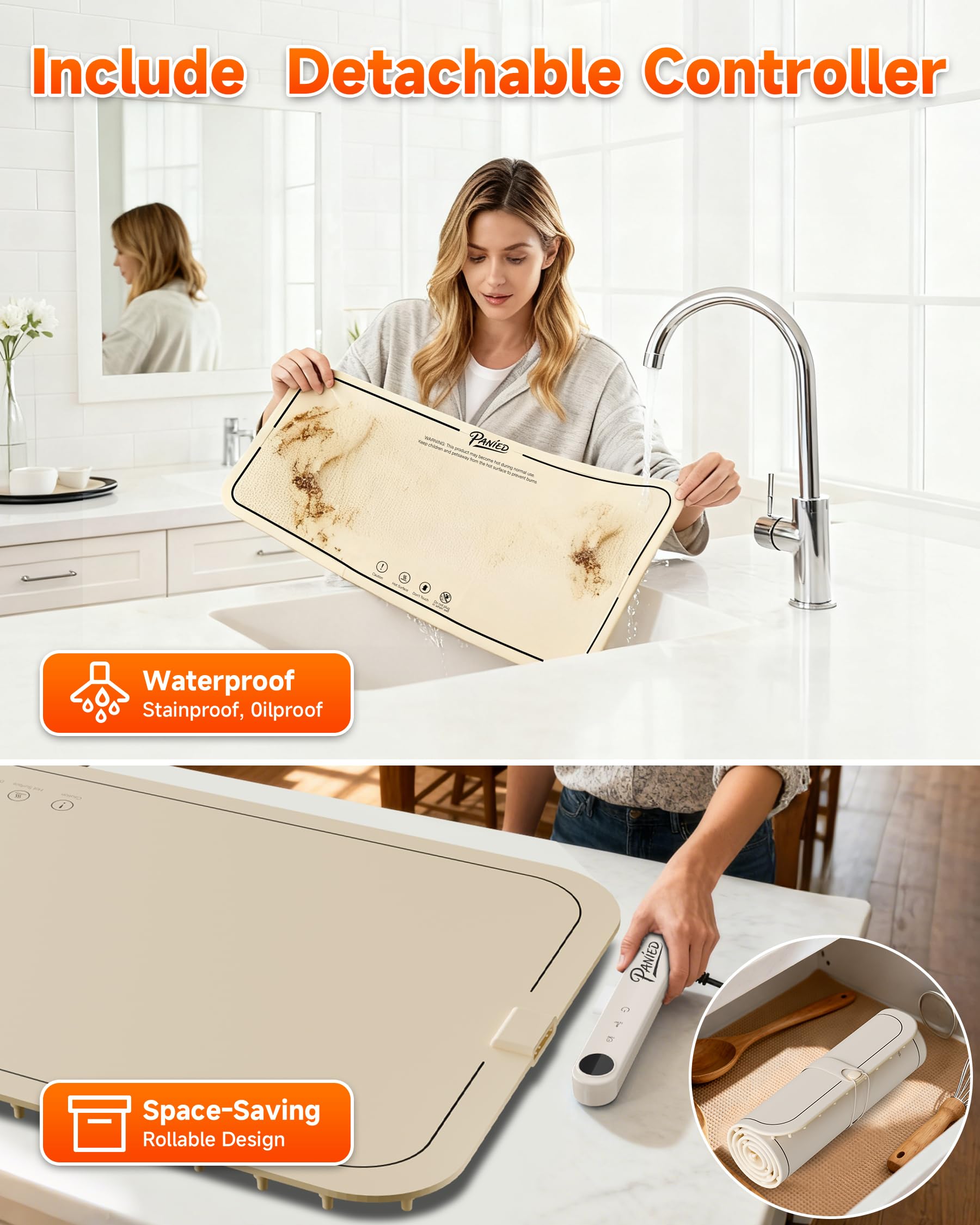 Warming Mat for Food, Extra Large XXL 36"x16" Food Warmer Chafing Dishes for Buffet, Food Warming Mat, Electric Warming Trays for Parties,Portable Heating Pad 6 Level Temp 6 Hour Timer