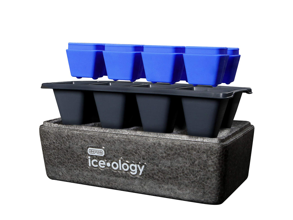 Dexas ice•ology Silicone Clear Ice Maker for Craft Cocktail Ice, 8 Count Cube Tray