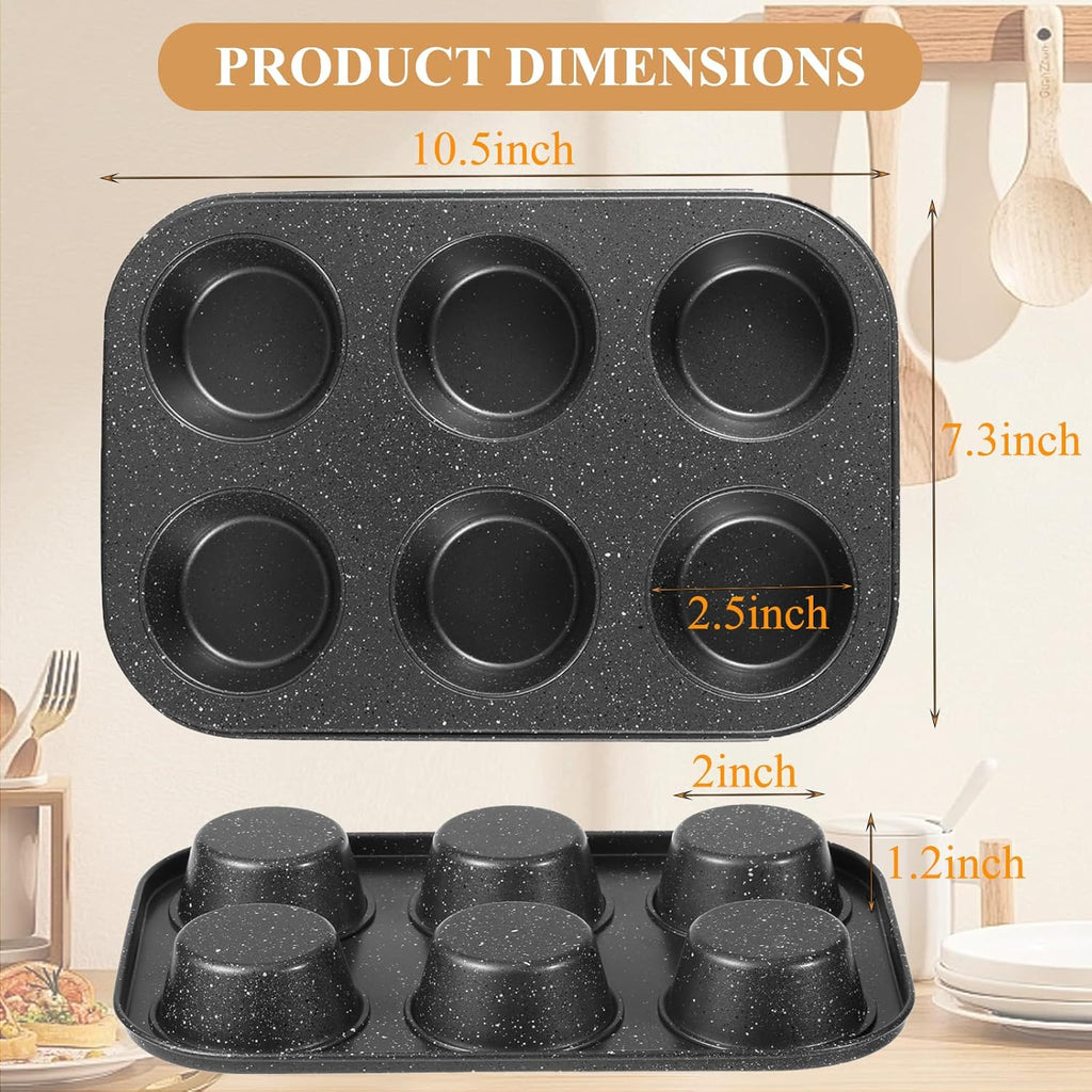 Walooza Nonstick Muffin Cupcake Pan - 6-Cup Baking Tins for Muffins, Cookies & Cheesecakes