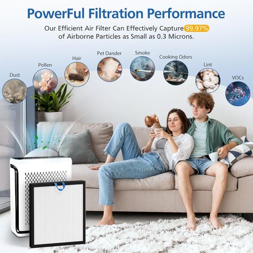 LEVOIT Vital 100S Replacement Filter - 3-in-1 High-Efficiency Activated Carbon - Compatible with Vital 100S & 100S-P - White (2 Pack)