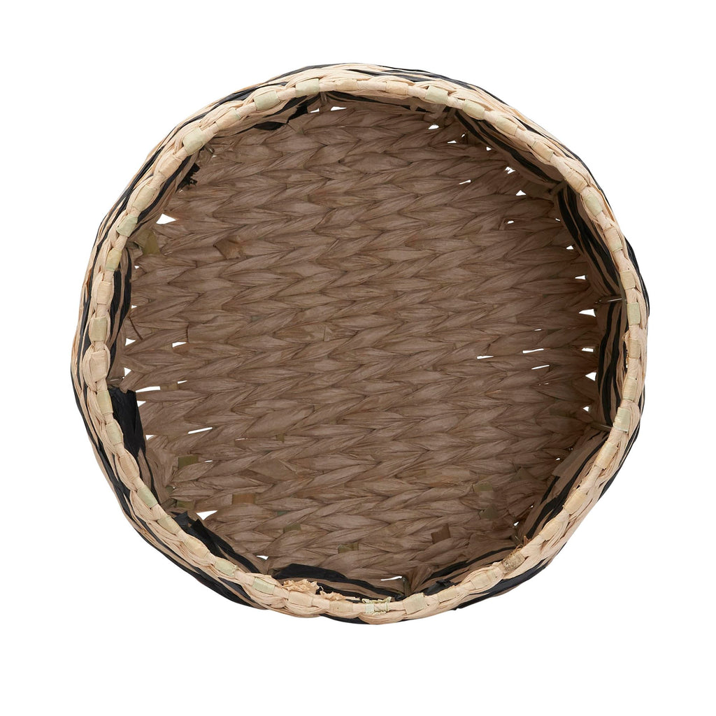 Household Essentials Cattail and Paper Zee Basket, Natural and Black