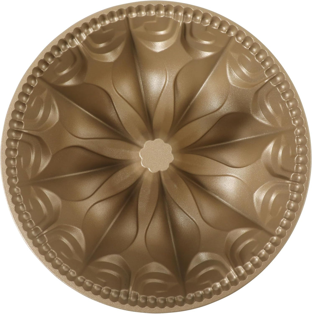Martha Stewart Dunelle Cake Pan - 12-Cup Nonstick Fluted Tube Bakeware in Champagne Gold