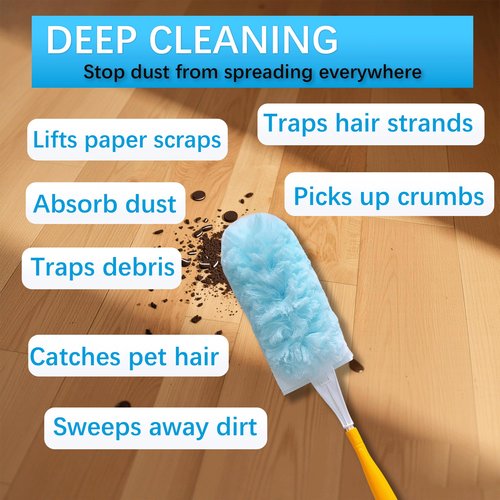 50 Count Duster Refills for Swiffer Dusters with 2 Handle, 360° Heavy Duty Duster for Swiffer Duster Refill,4X Microfibers Disposable Duster Refills Kit for Cleaning Home, Office, Corners, Blinds