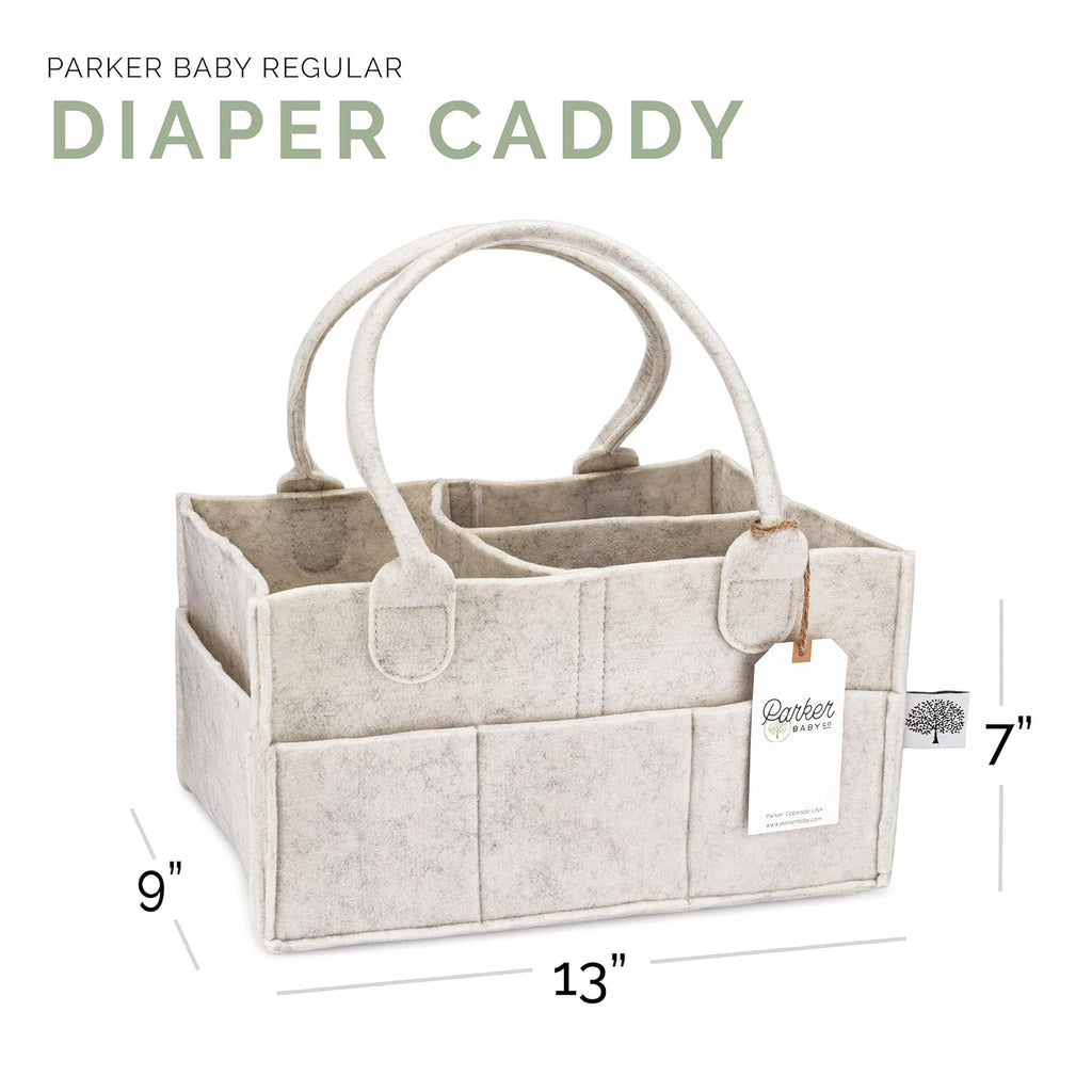 Parker Baby Diaper Caddy - Stylish Nursery Storage Bin & Car Organizer for Diapers - White Regular Size