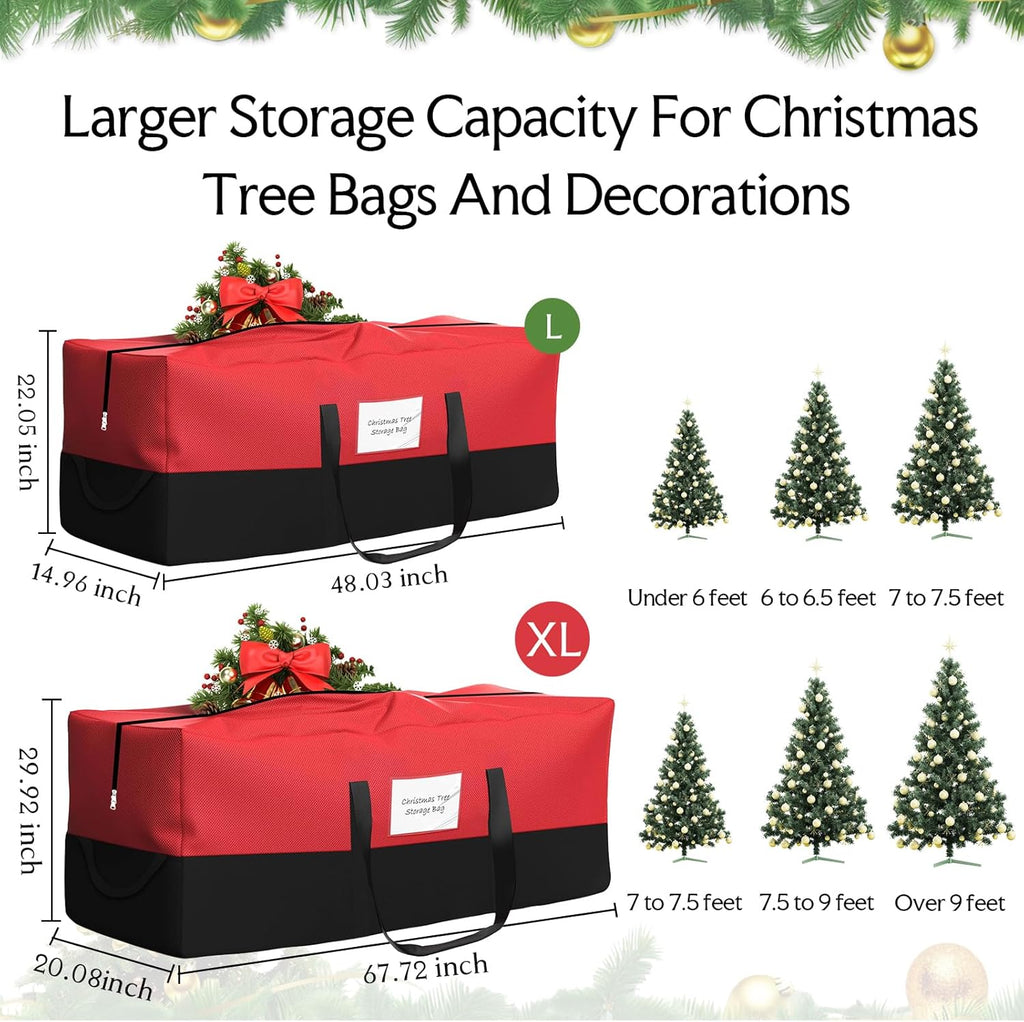 Skiennix Christmas Tree Storage Bag - Heavy Duty 600D Oxford Material for Up to 8 Ft Trees | Dampproof with Reinforced Handles & Dual Zipper