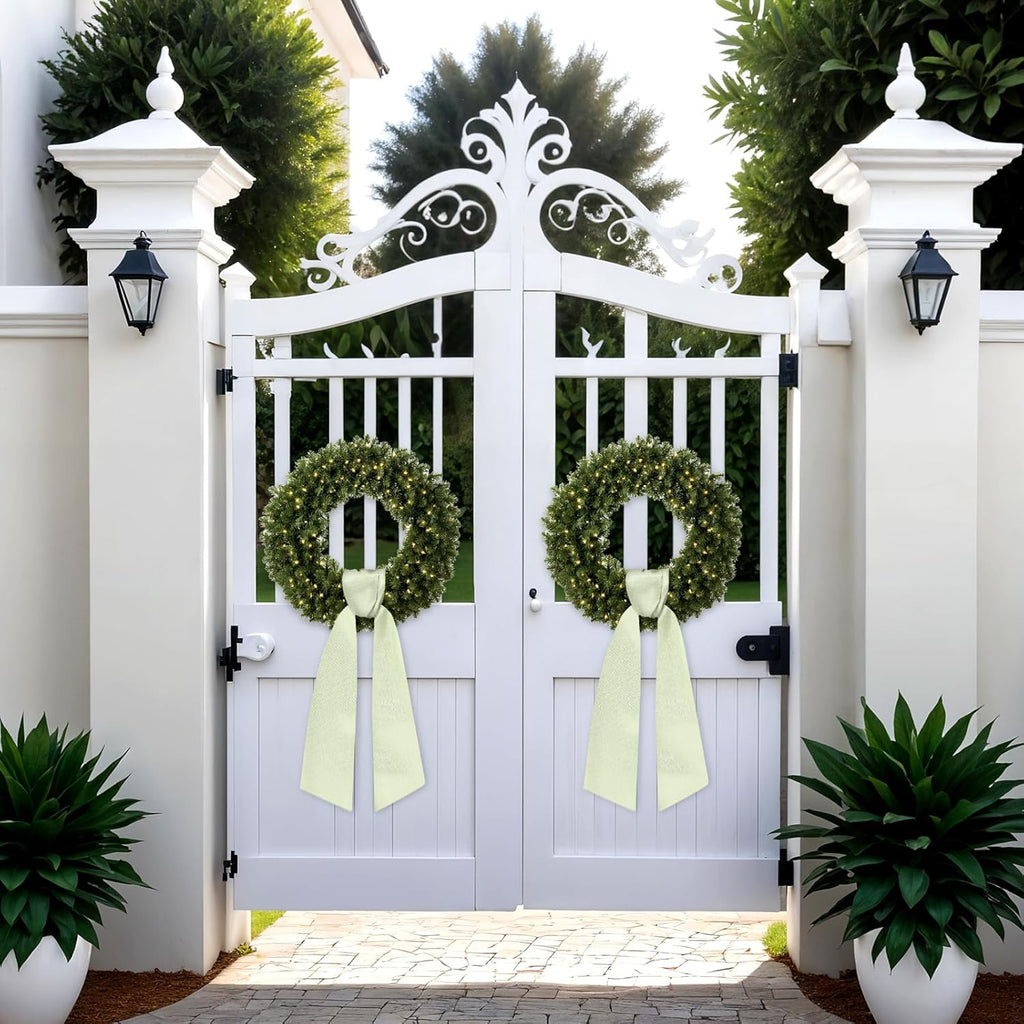 Regine Switzerland Sage Green Wreath Sash - Blank Satin Monogrammed Accessory for Front Door Decor