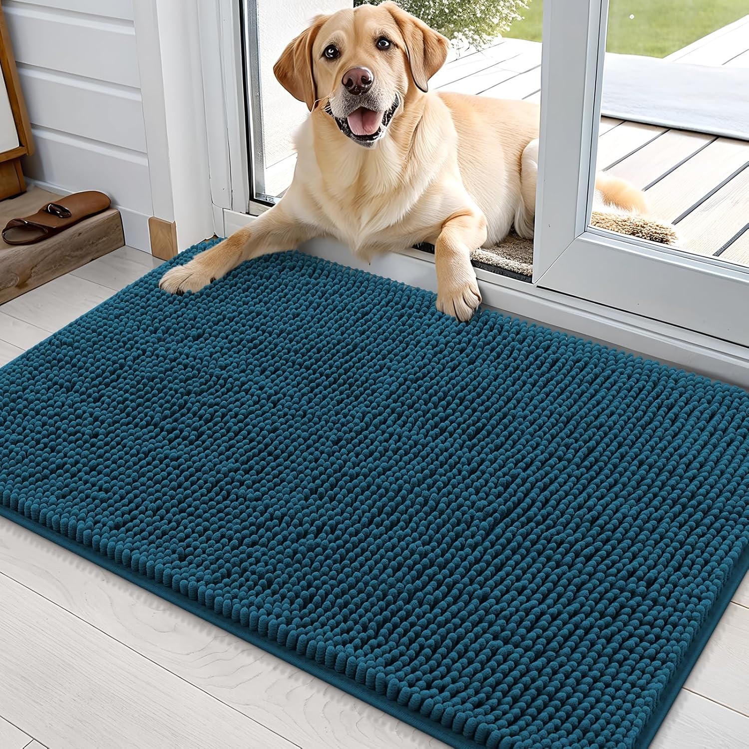 OLANLY Dog Door Mat - Absorbent Non-Slip Washable Doormat for Muddy Paws | 36x24, Atlantic Blue
