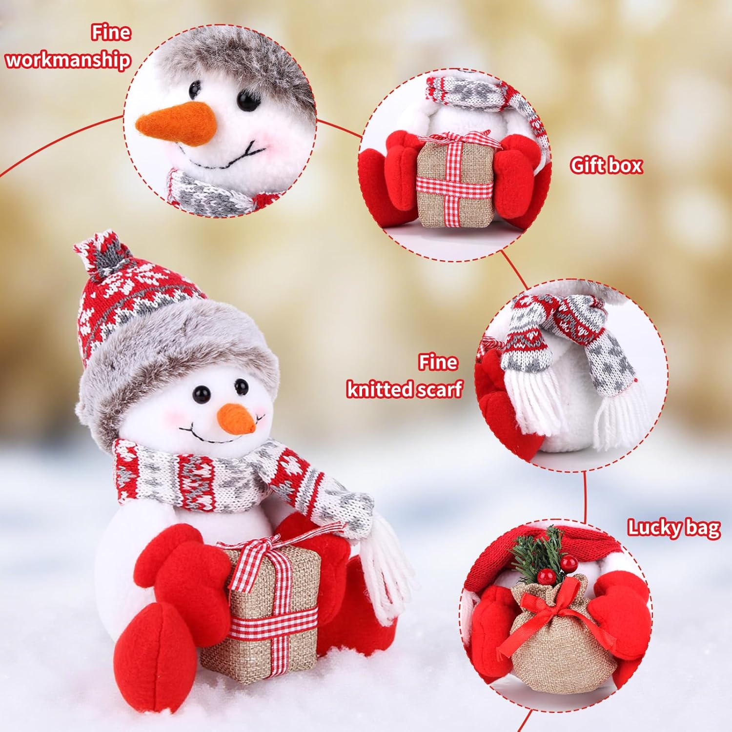 Skiennix Christmas Snowman Decorations - 2 Pack Indoor Ornaments for Holiday Home Decor | Perfect Gift for Door, Window, Table, Tree