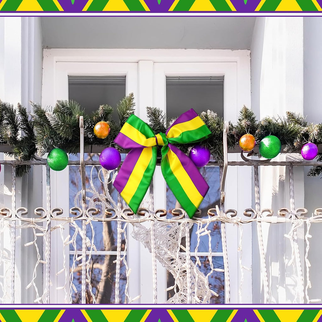 VitalCozy Mardi Gras Wreath Sash - Satin Embroidery Monogram Ribbon for Indoor/Outdoor Decor