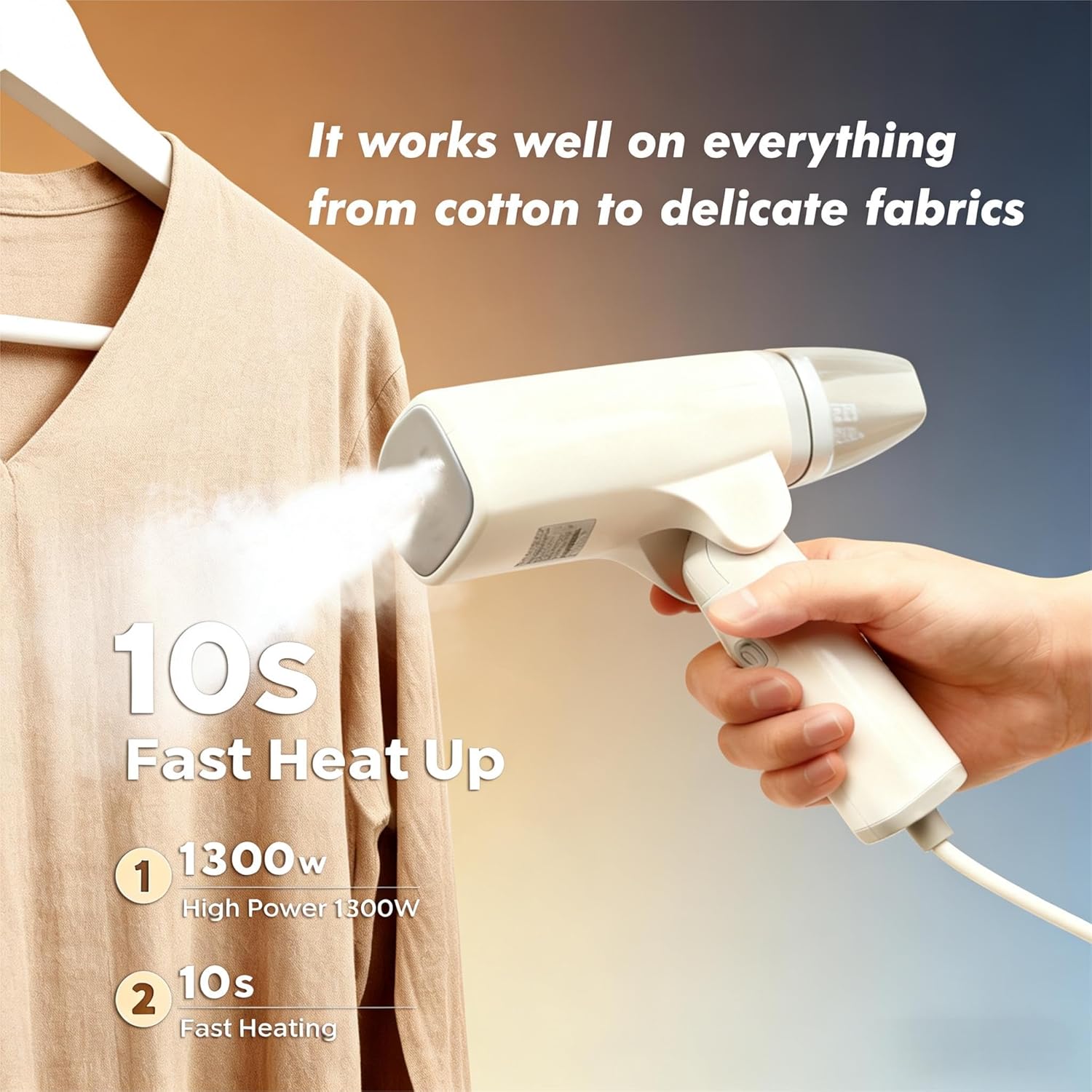Skiennix Handheld Garment Steamer - Portable Travel Iron for Quick Wrinkle Removal | 1300W, Lightweight & Foldable