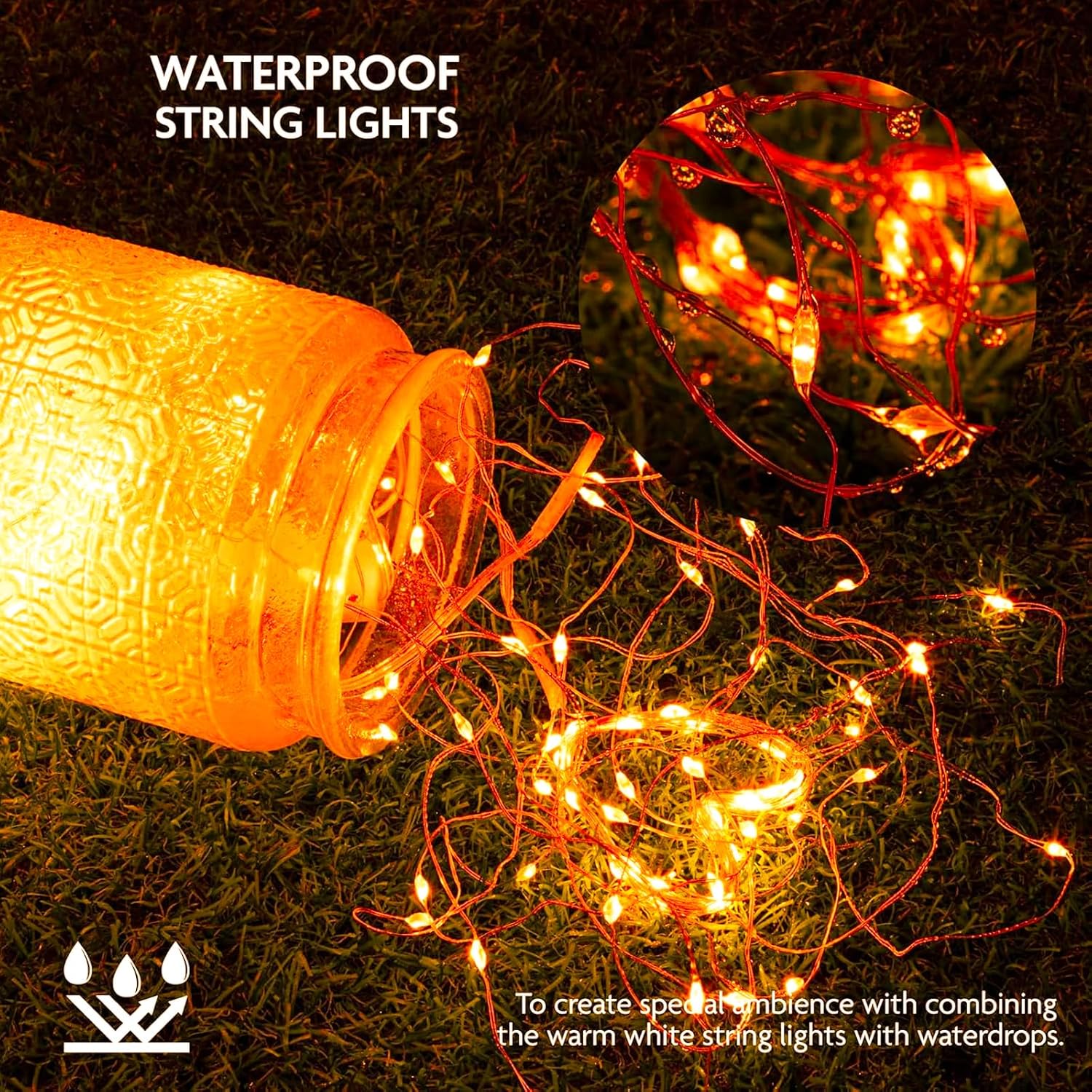 Skiennix 12 Pack Orange Fairy Lights - Battery Operated 7ft Waterproof Copper Wire for Weddings & Parties