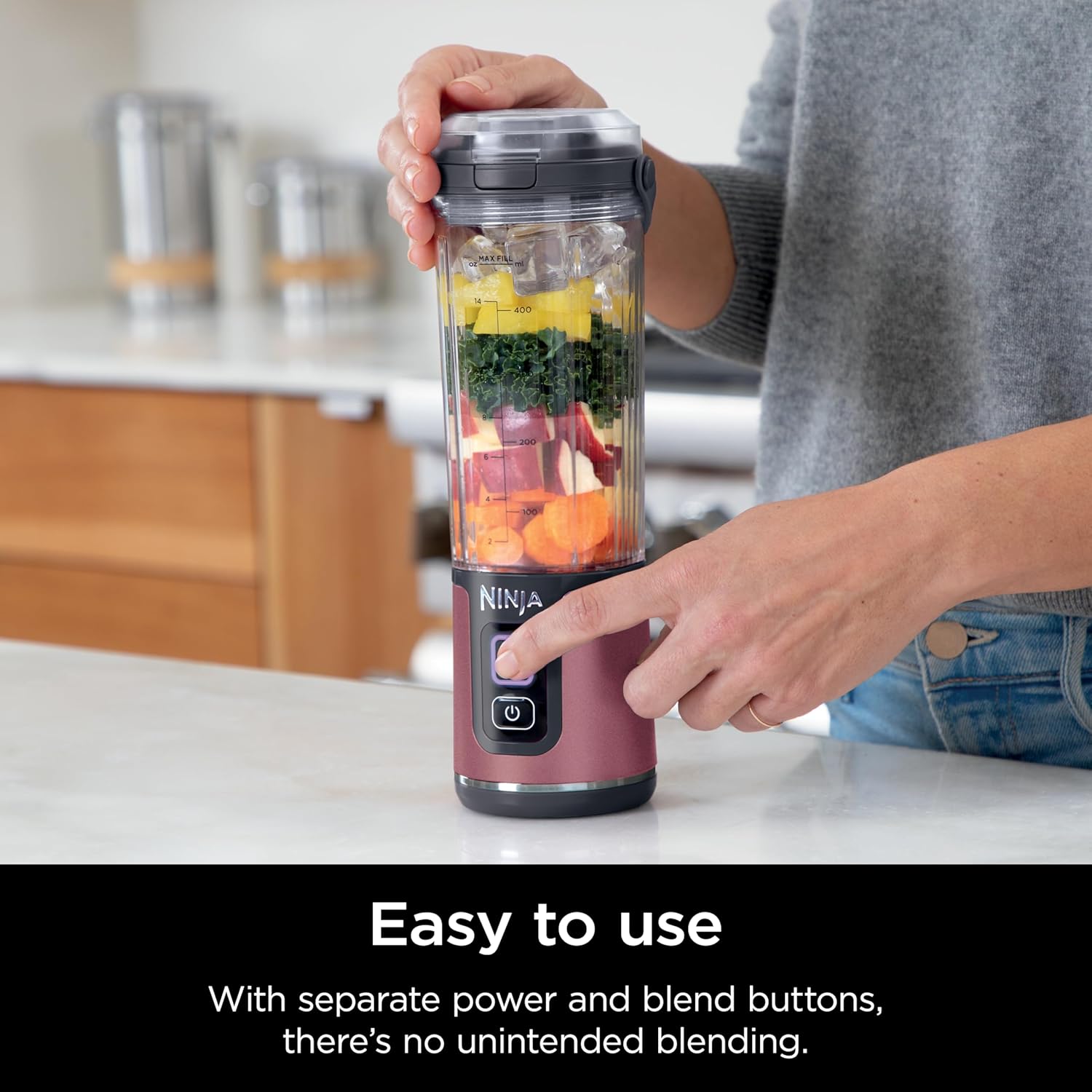 Ninja Blast Portable Blender - Cordless 18oz Personal Blender for Smoothies & Shakes | BPA-Free, USB-C Rechargeable, Metallic Cherry