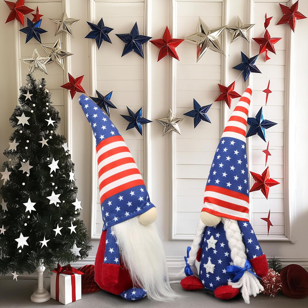 Regine Switzerland Patriotic USA Gnomes - 250th Anniversary Home Decor - Red, White & Blue Figurines for 4th of July Celebrations