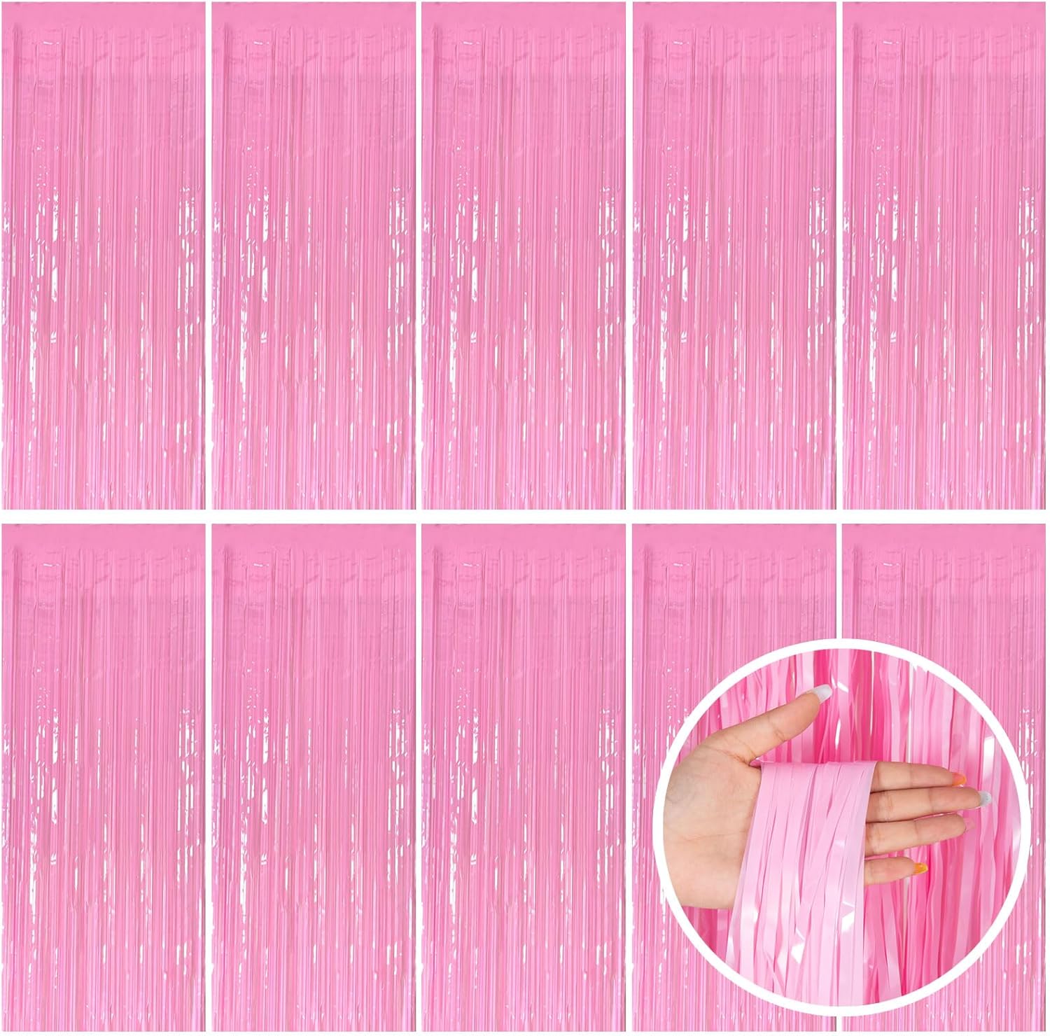 Skiennix Pink Foil Fringe Backdrop Curtains - Vibrant Party Streamers for Birthdays & Graduations