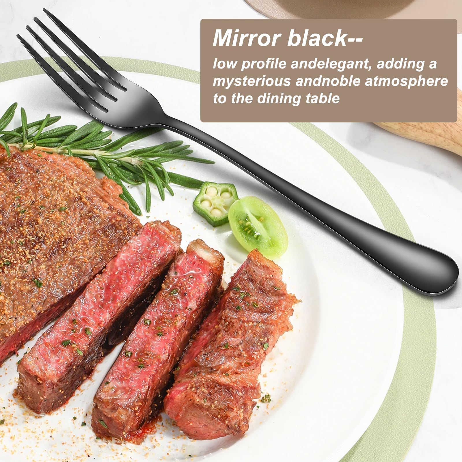 Black forks Food-Grade stainless steel dinner forks 24pcs Dishwasher Safe kitchen forks metal 8inch silverware (8inch dinner forks set (24 Piece))