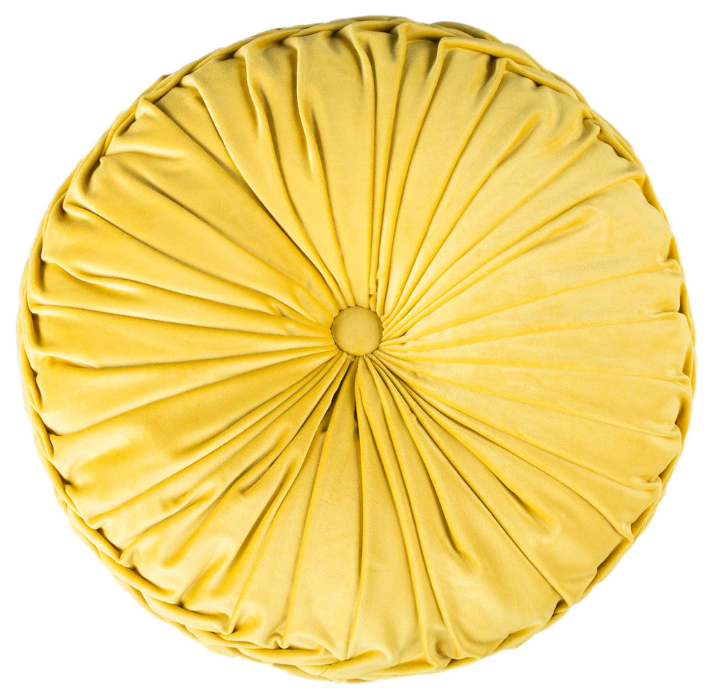 SAFAVIEH Home Leila Mustard Button Tufted 18-inch Round Decorative Pillow