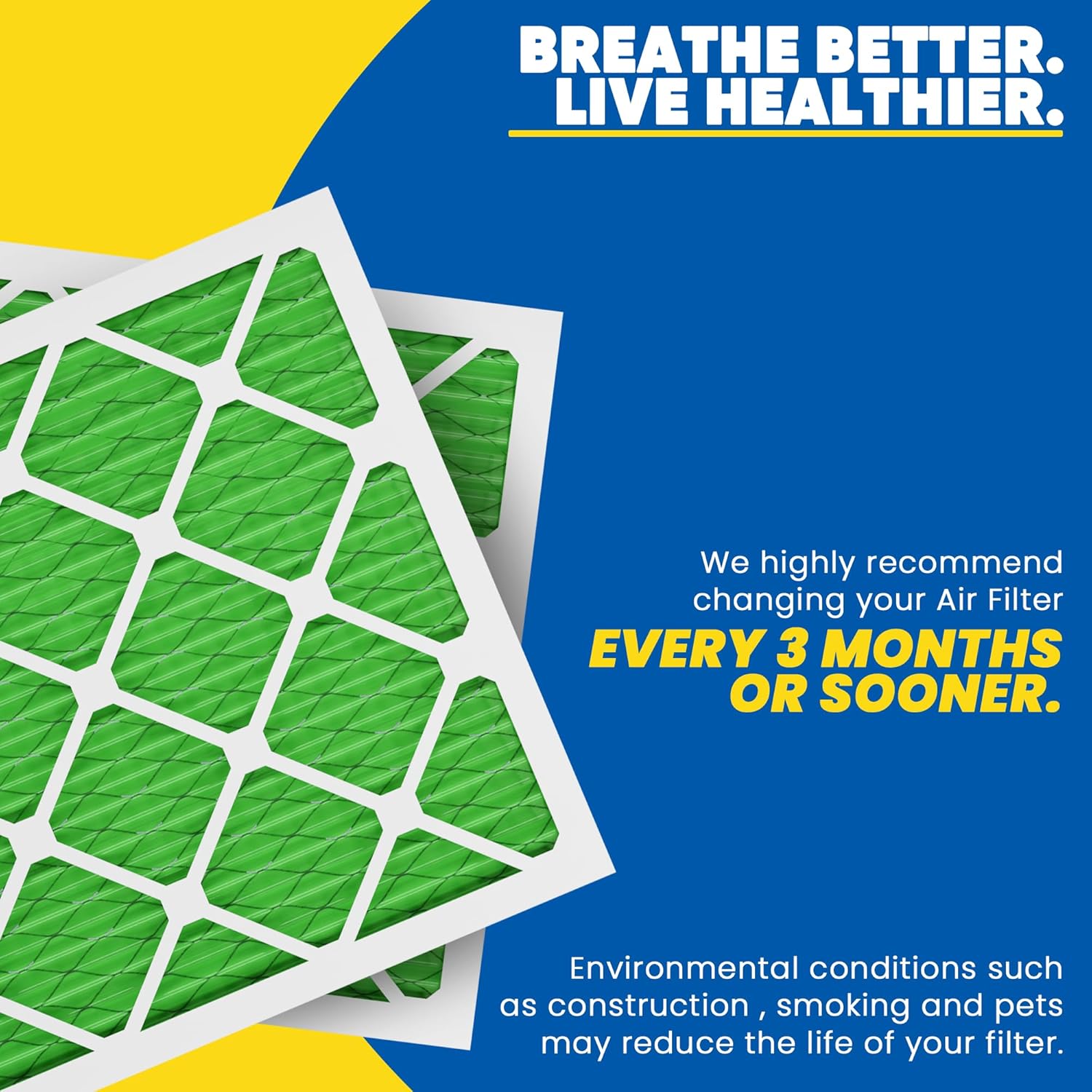 Maycold MERV 13 Air Filter - High-Efficiency Pleated AC & Furnace Filters | 10x20x1 Size (6-Pack)