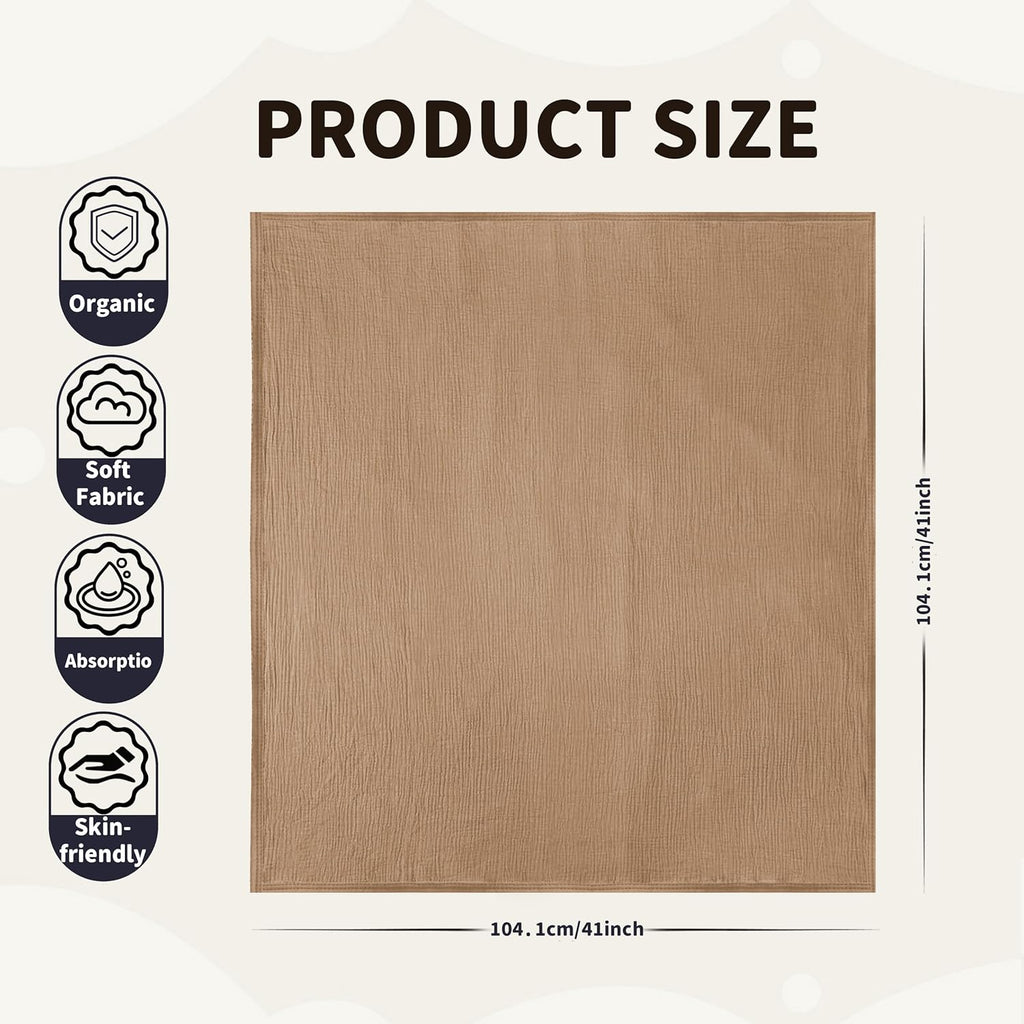 Skiennix Muslin Swaddle Blankets - Soft & Breathable 2-Pack for Newborns | Large 41 x 41 Inches (Beige & Coffee)