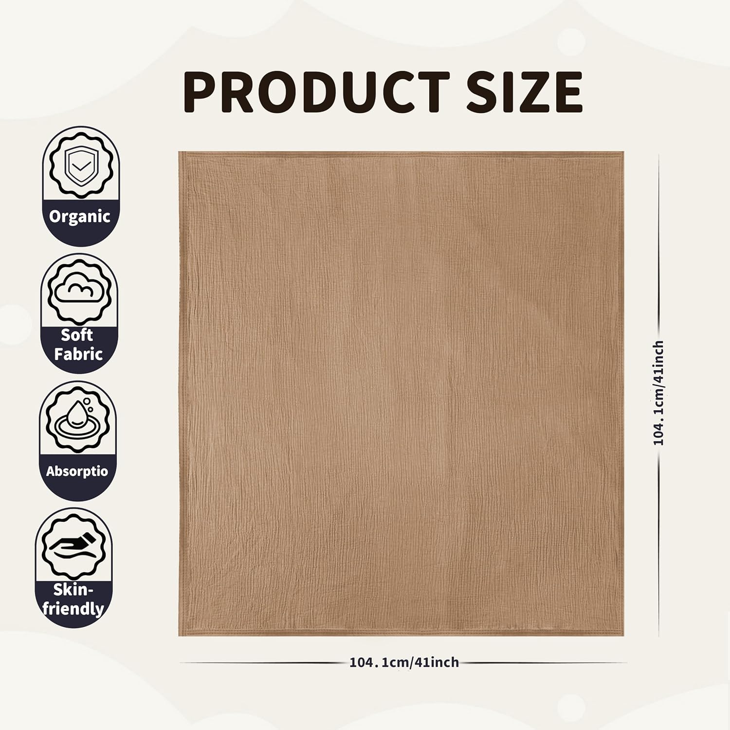 Skiennix Muslin Swaddle Blankets - Soft & Breathable 2-Pack for Newborns | Large 41 x 41 Inches (Beige & Coffee)