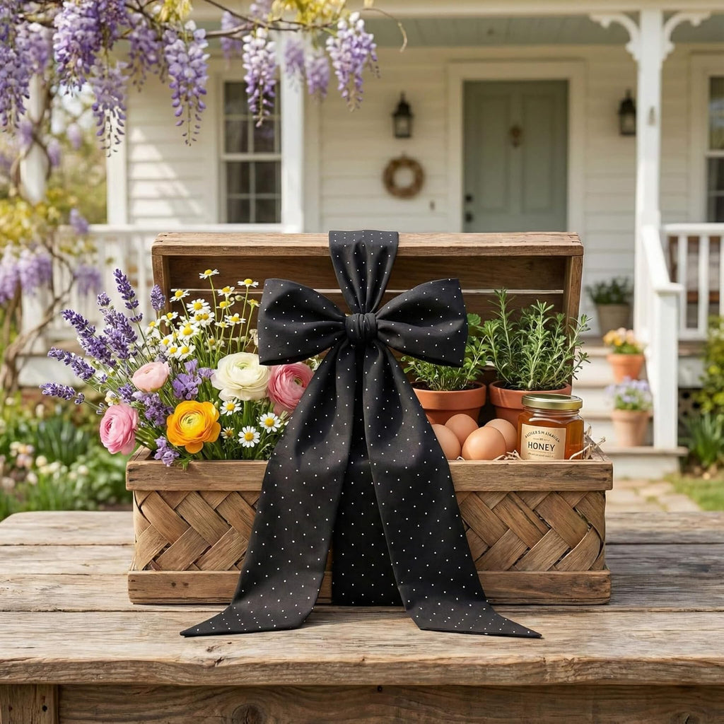 YKW Black Rhinestone Wreath Sash - 2 Pack Sparkle Ribbon for Christmas & Wedding Decor | 54x5 Inch