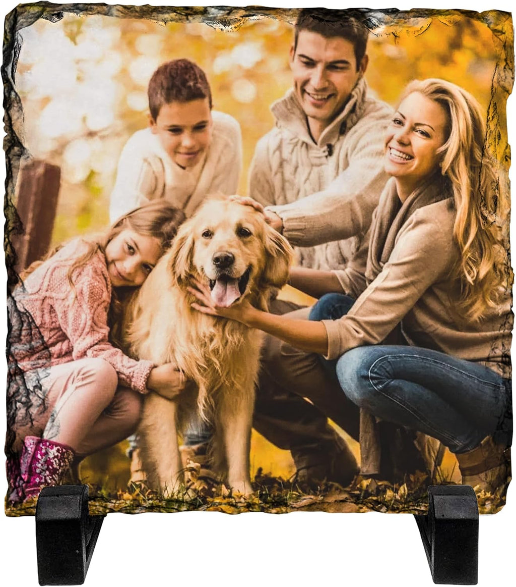 Skiennix Personalized Photo Rock Slate Frame - Custom Stone Plaque for Memorable Gifts | Ideal for Weddings, Birthdays, and Memorials