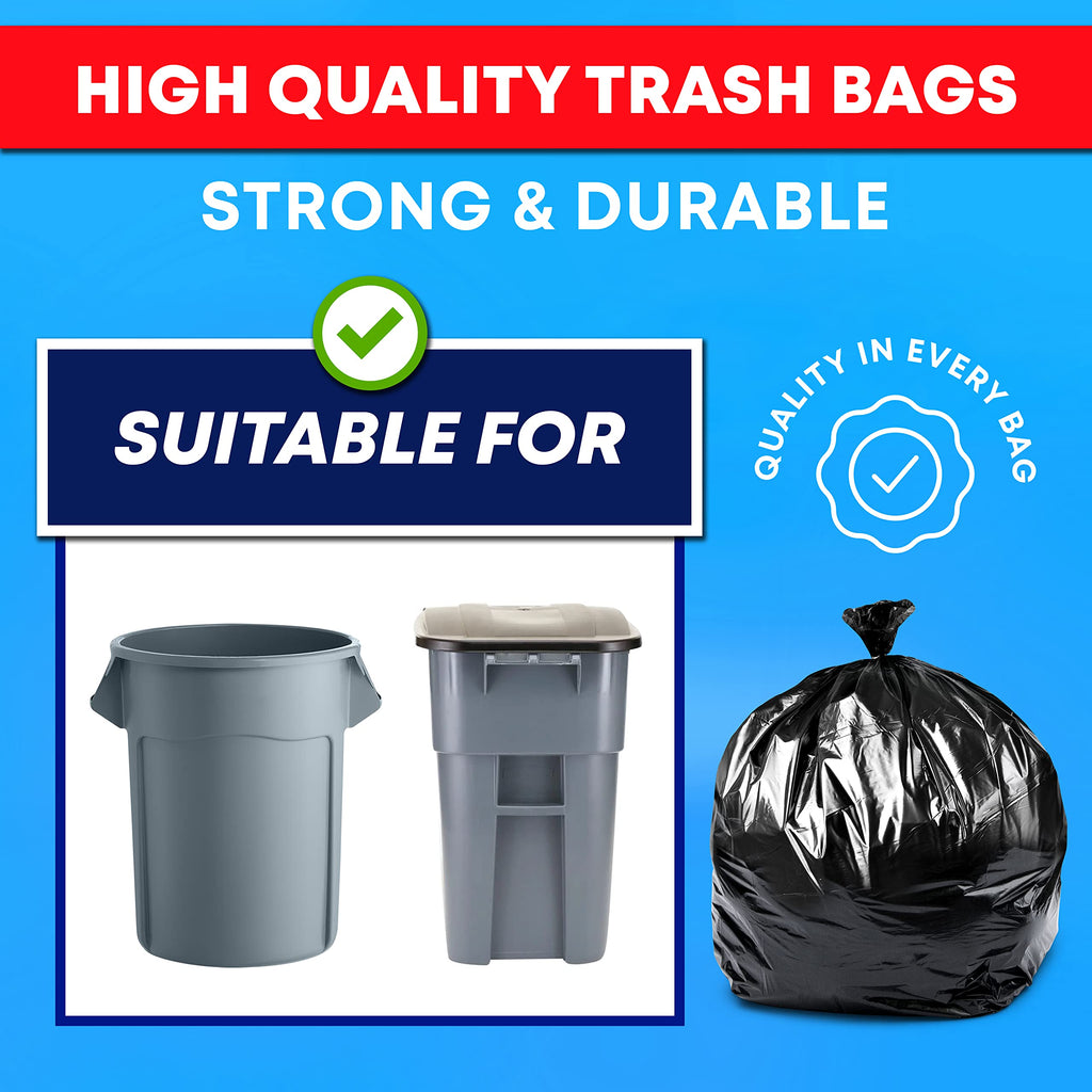 Tasker Contractor Garbage Bags 55 Gallon 3 Mil Heavy Duty (32 Bags w/Ties) 60 Gal Contractor Bags 3 Mil. 55 Gallon Heavy Duty X-Large Black Trash Bags 50 Gal,