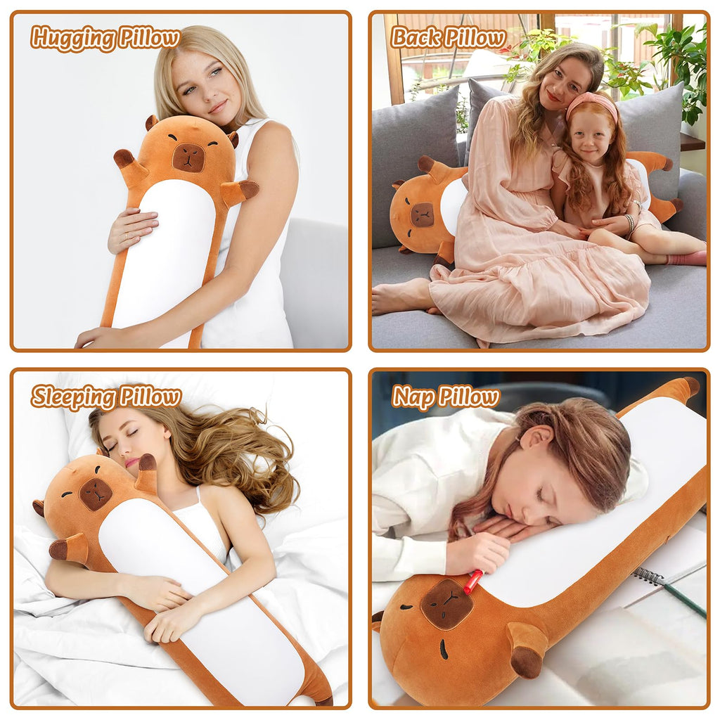 Sprinqdawin Large Capybara Stuffed Animal,33.5” Long Capybara Plush,Cute Plushies Animal Body Pillow,Kawaii Big Plush Toy Animals Gifts,Animals Sleeping Hug Pillow for Kids Adults Birthday