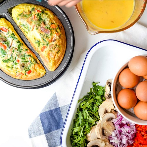Holstein Housewares Stainless Steel 2 Section Omelet & Frittata Maker, Non Stick Coating, Easy To Clean, Indicator Lights, Compact Storage, Prepare Versatile Recipes in Minutes. 2 Portions, Mint