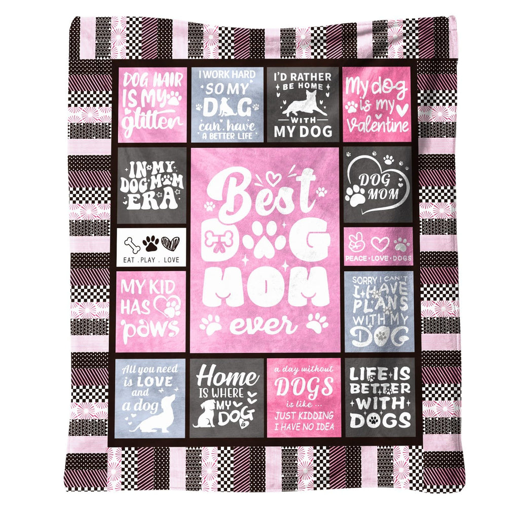 Dog Mom 50X60 Soft Throw Blanket 310 Grams Pink Throw Gifts for Dog Lovers Meaningful Mother's Day Present for Dog Moms Owners Designed for Easy Maintenance