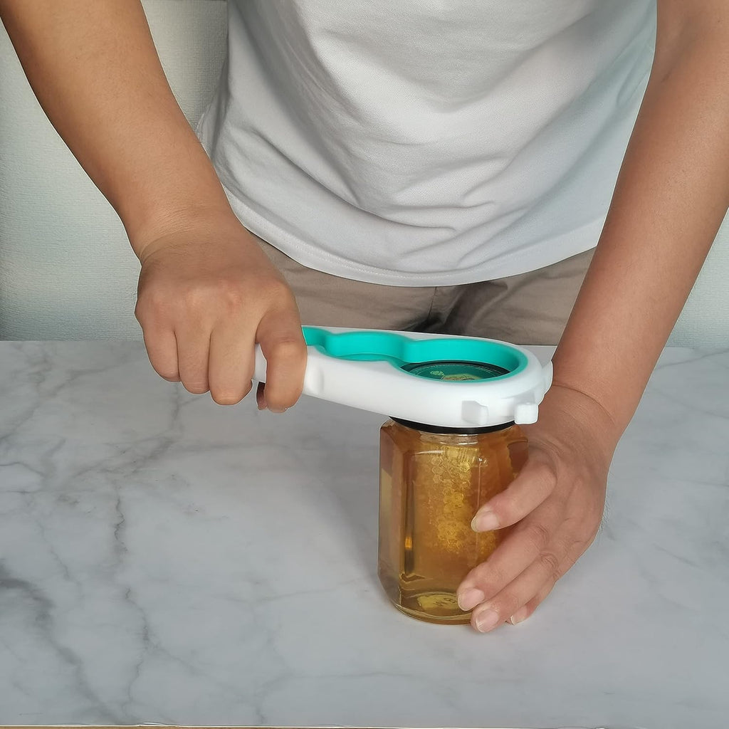 Otstar Jar Opener - Easy Grip Bottle & Can Opener for Seniors with Arthritis | White & Cyan