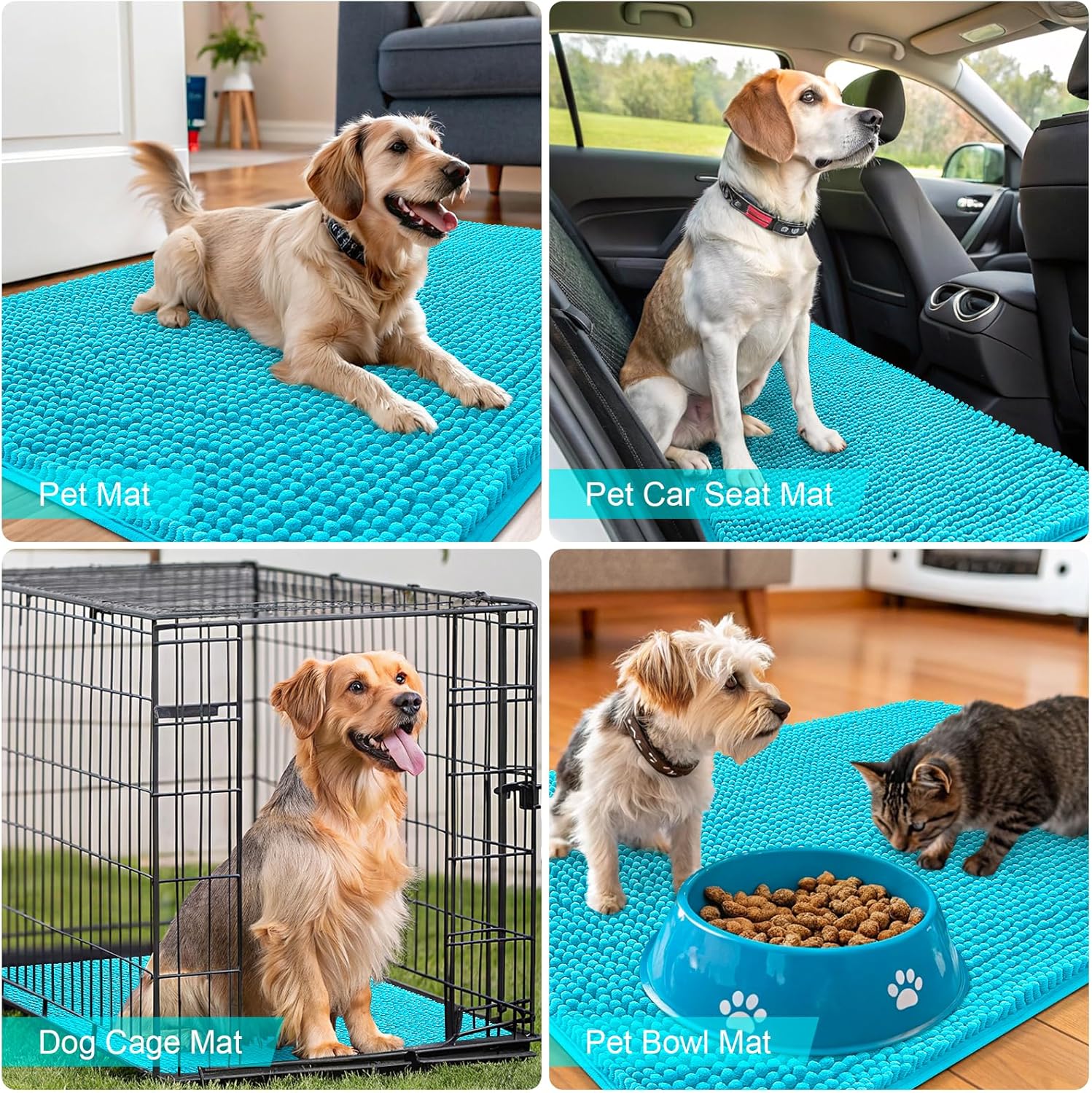 OLANLY Dog Door Mat - Absorbent Non-Slip Washable Mud Mat for Indoor Use | 54x24 Aqua Blue