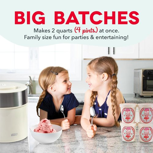 Dash Deluxe Gelato & Ice Cream Maker - One-Touch Churning for Homemade Desserts - 2 Quart, Cream
